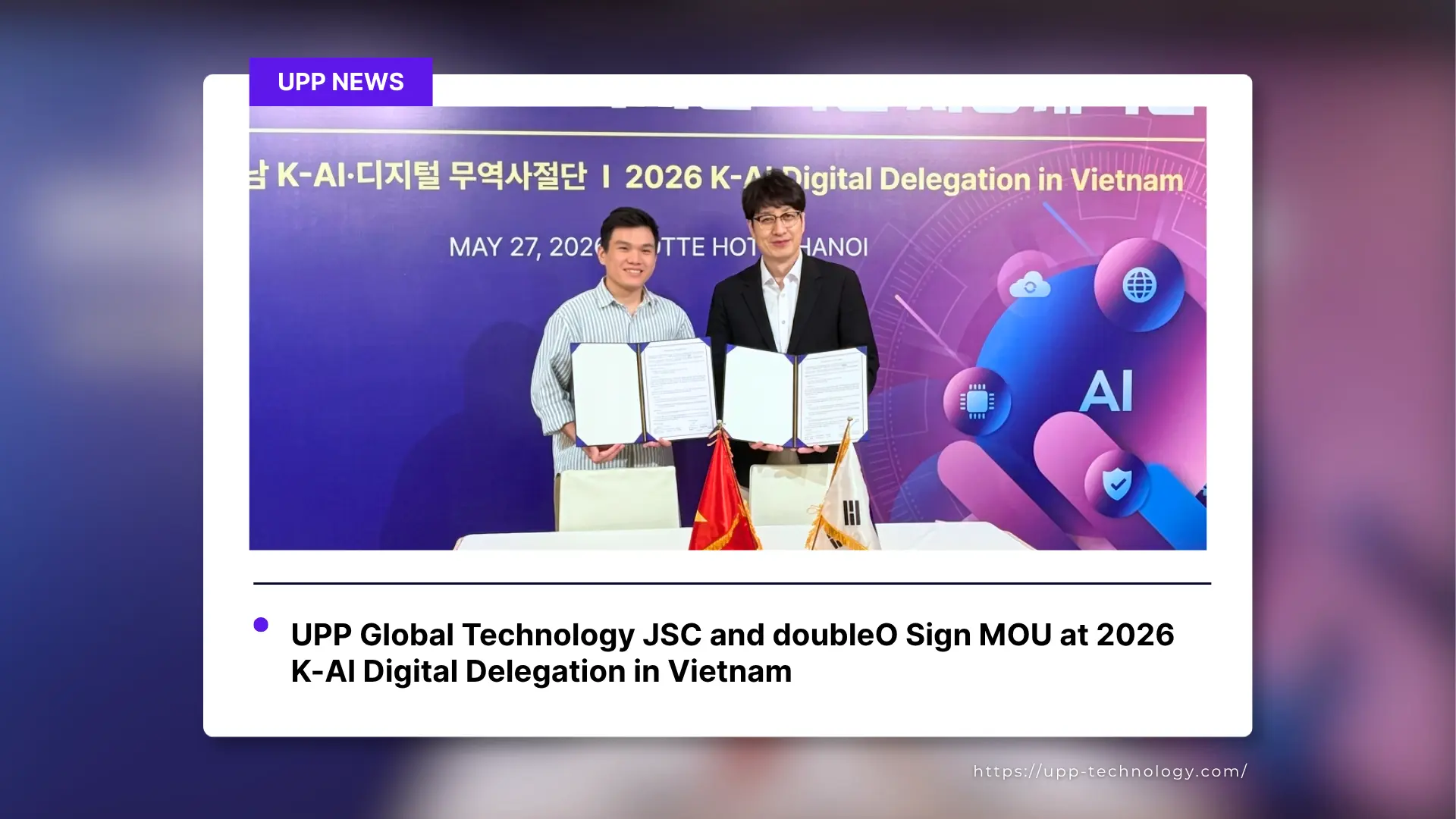 UPP Global Technology JSC and doubleO Signs MOU at 2026 K-AI Digital Delegation in Vietnam